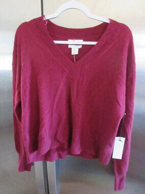 Rachel Zoe  new nwt  100% Cashmere Sweater xl wine burgandy